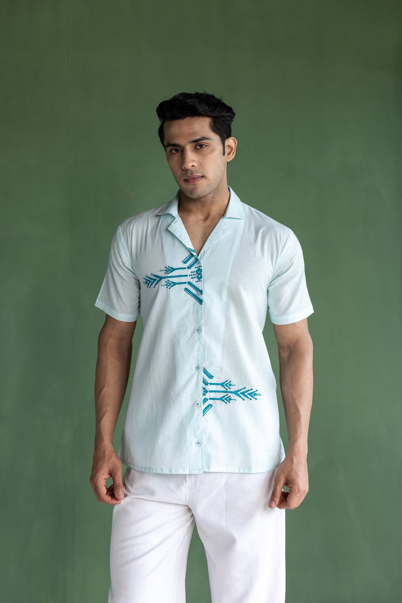 Light Blue Embroidered Shirt