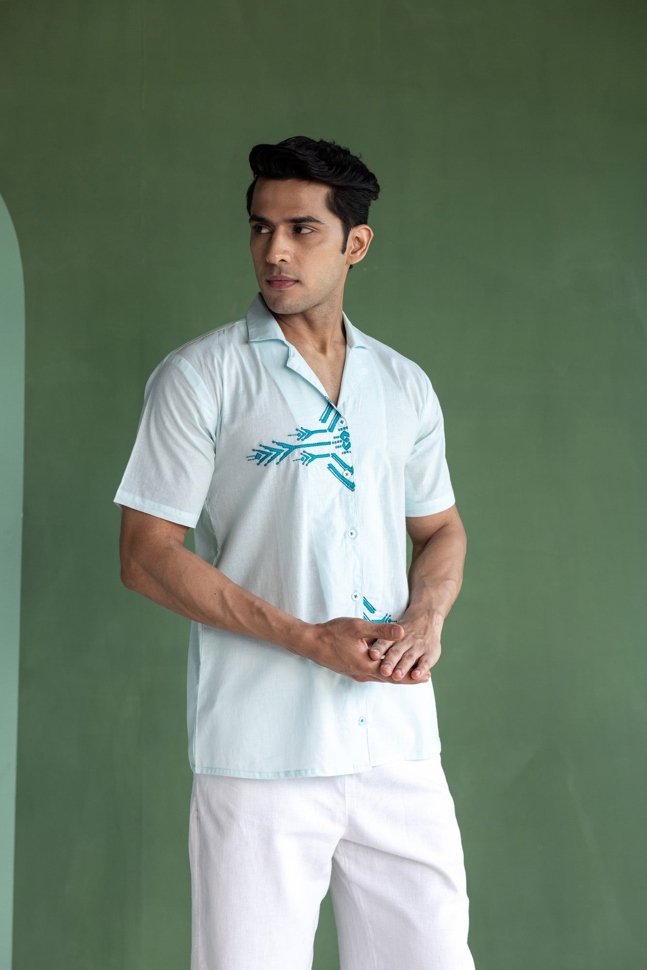 Light Blue Embroidered Shirt