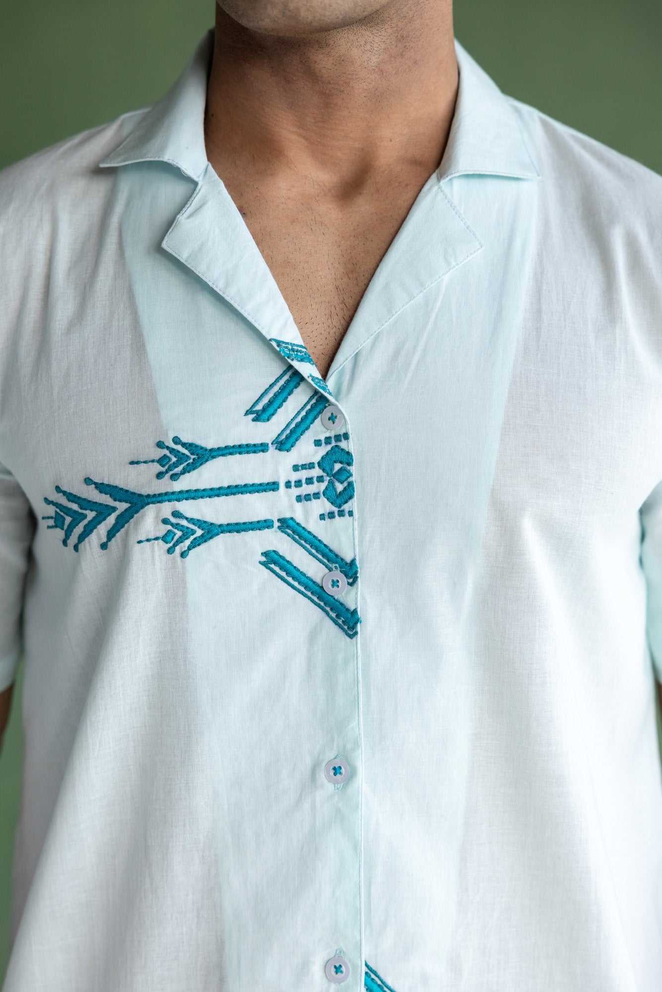 Light Blue Embroidered Shirt