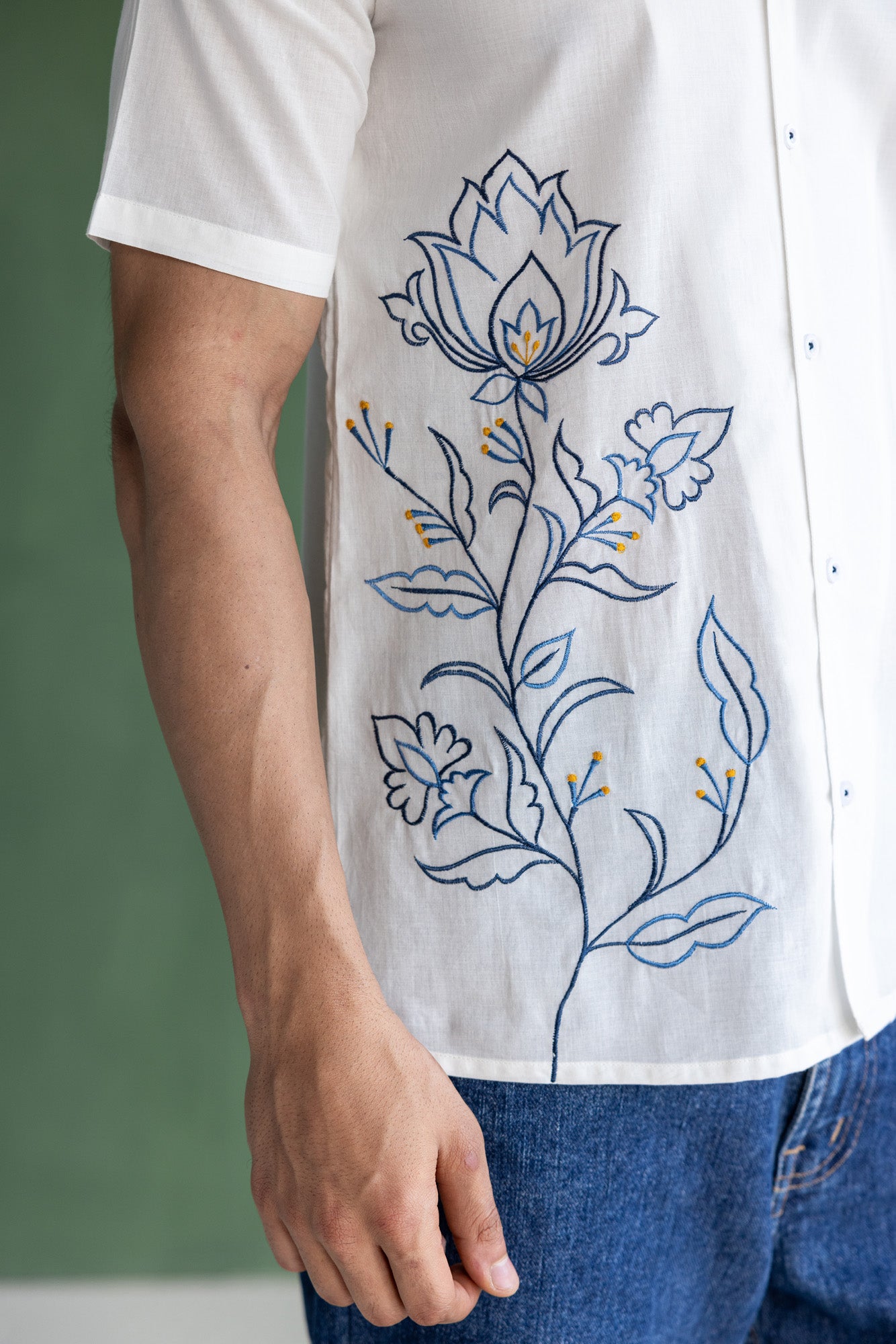 Flower Embroidered Shirt