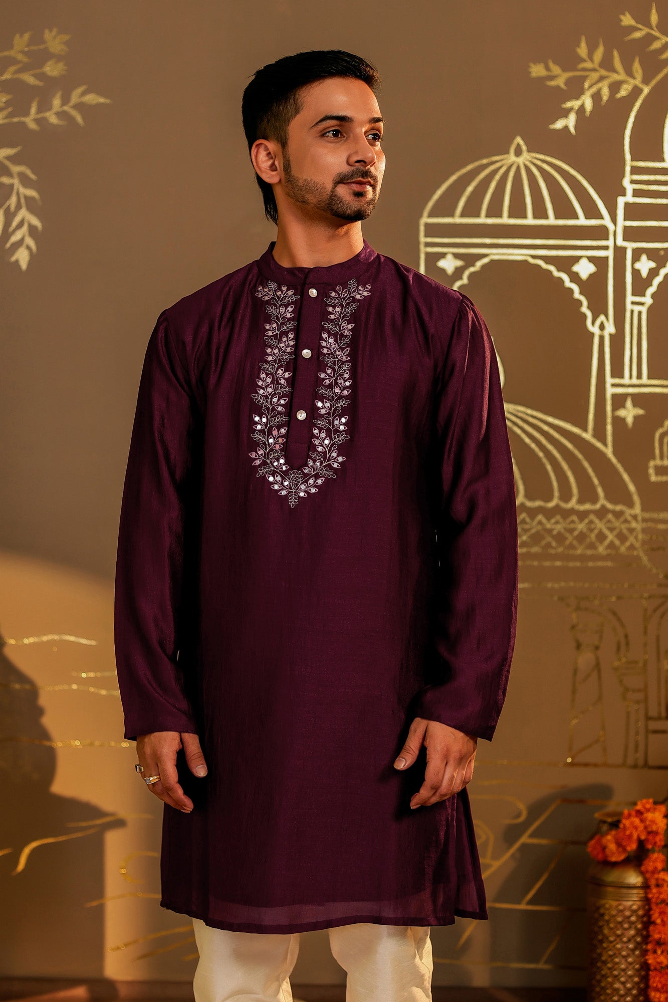 Magenta Utsav Mens Kurta Pajama