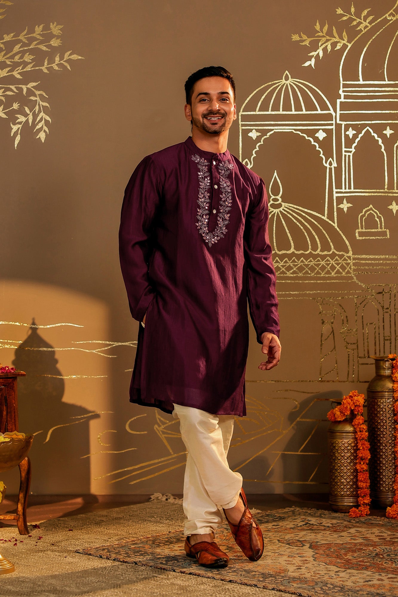 Magenta Utsav Mens Kurta Pajama