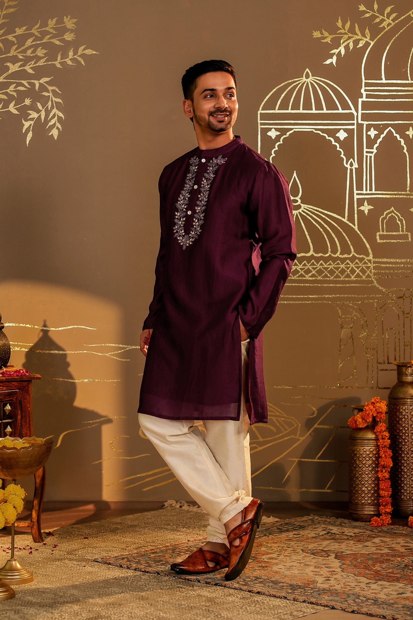 Magenta Utsav Mens Kurta Pajama