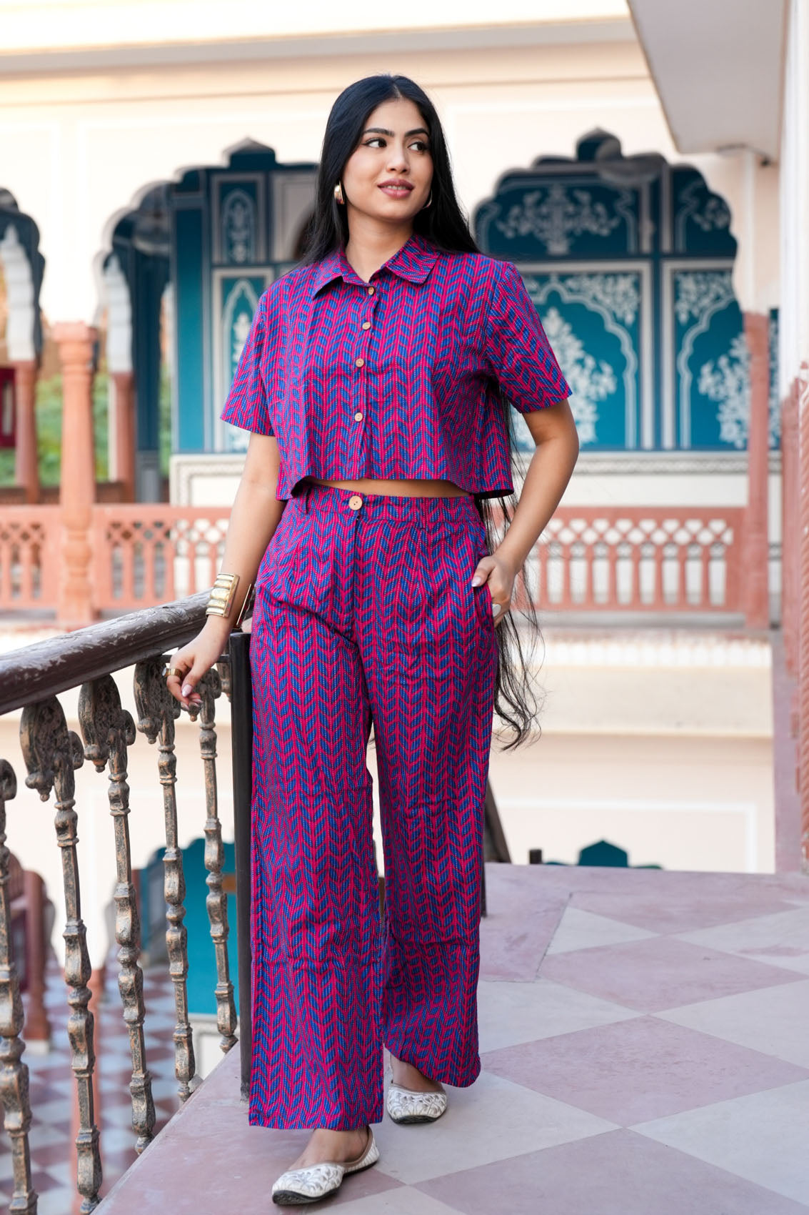 Purple Cropped Top Co-ord Set