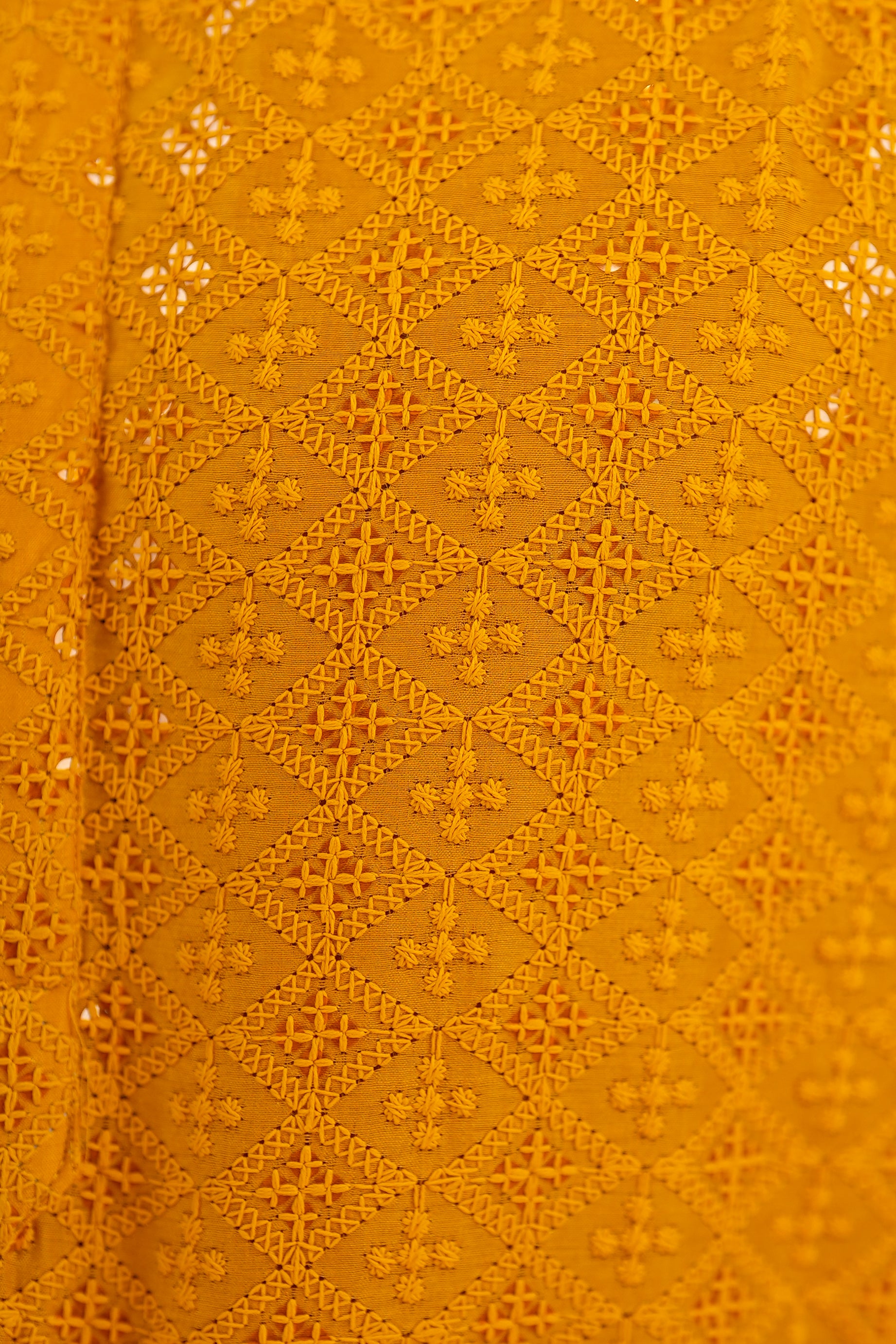 Yellow Embroidered Long Festive Kurta