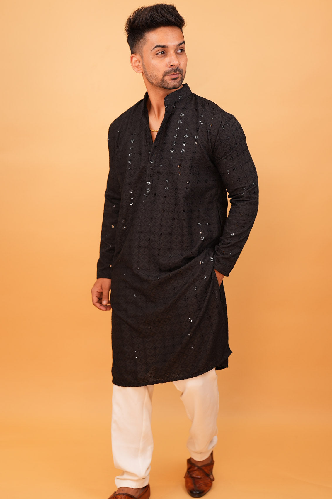 Buy Mentific® Nehru Jacket With Kurta Pajama Set For Men (BLACK PTINTED  JACKET WITH BLACK KURTA SET, m) at Amazon.in