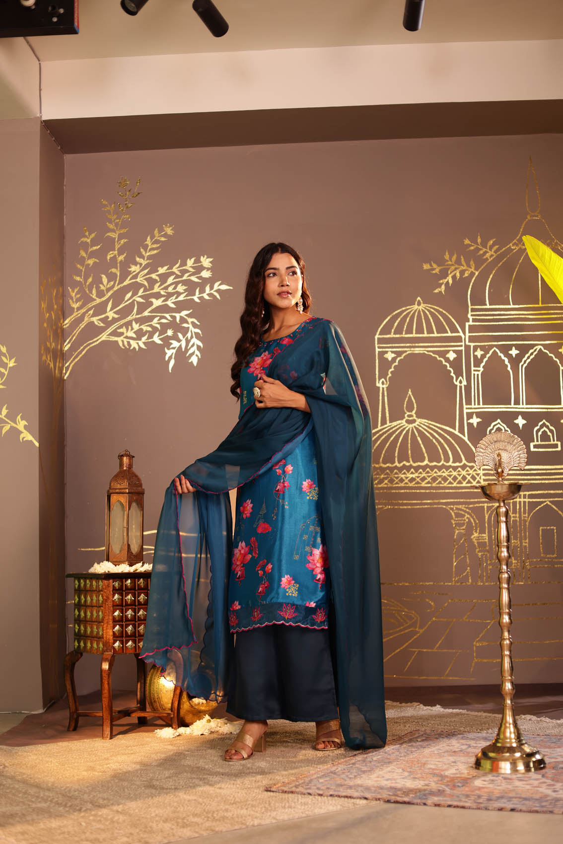 Dark Blue Kurta Set with Palazzo