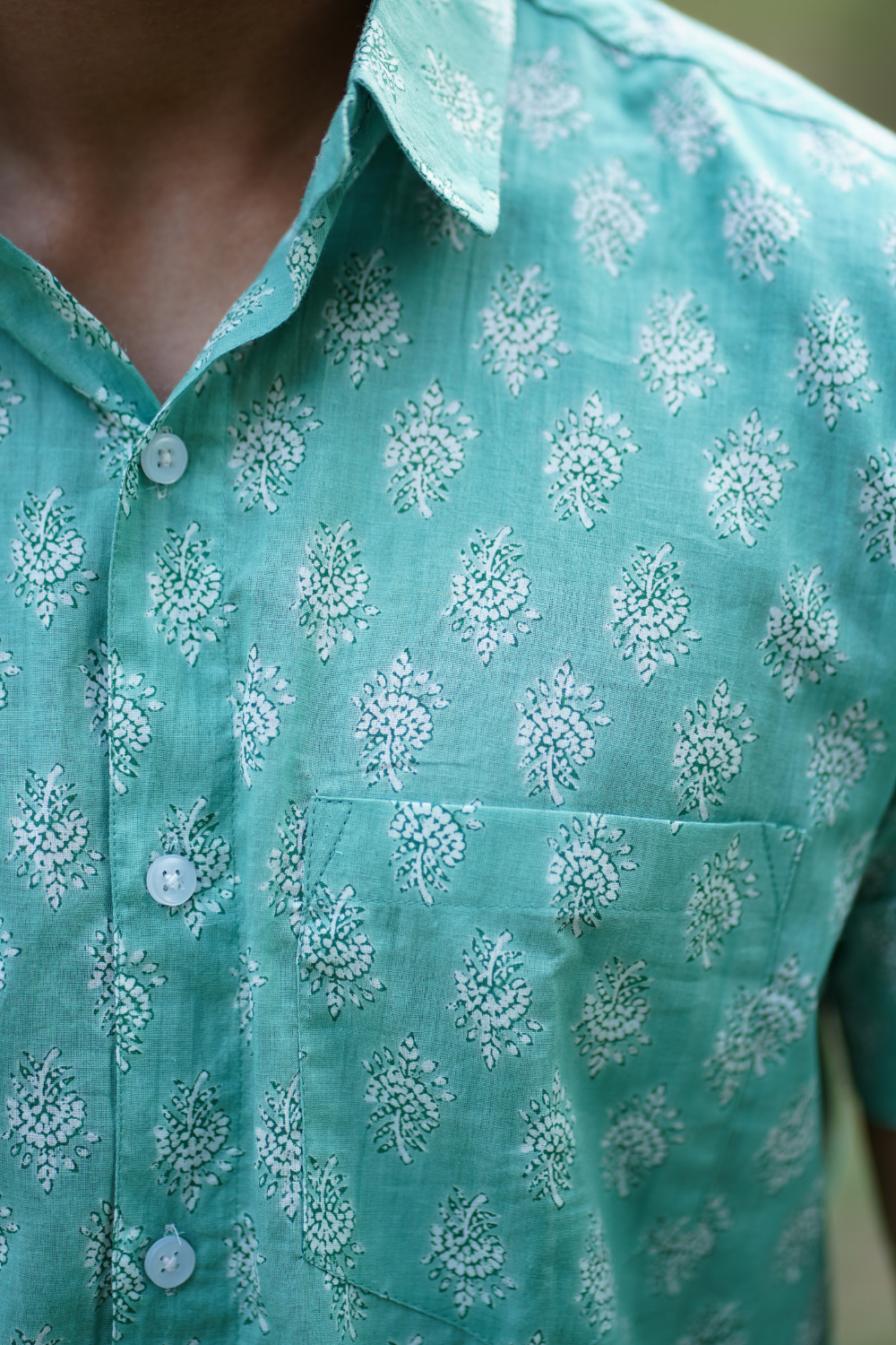 Aqua Printed Cotton Shirt