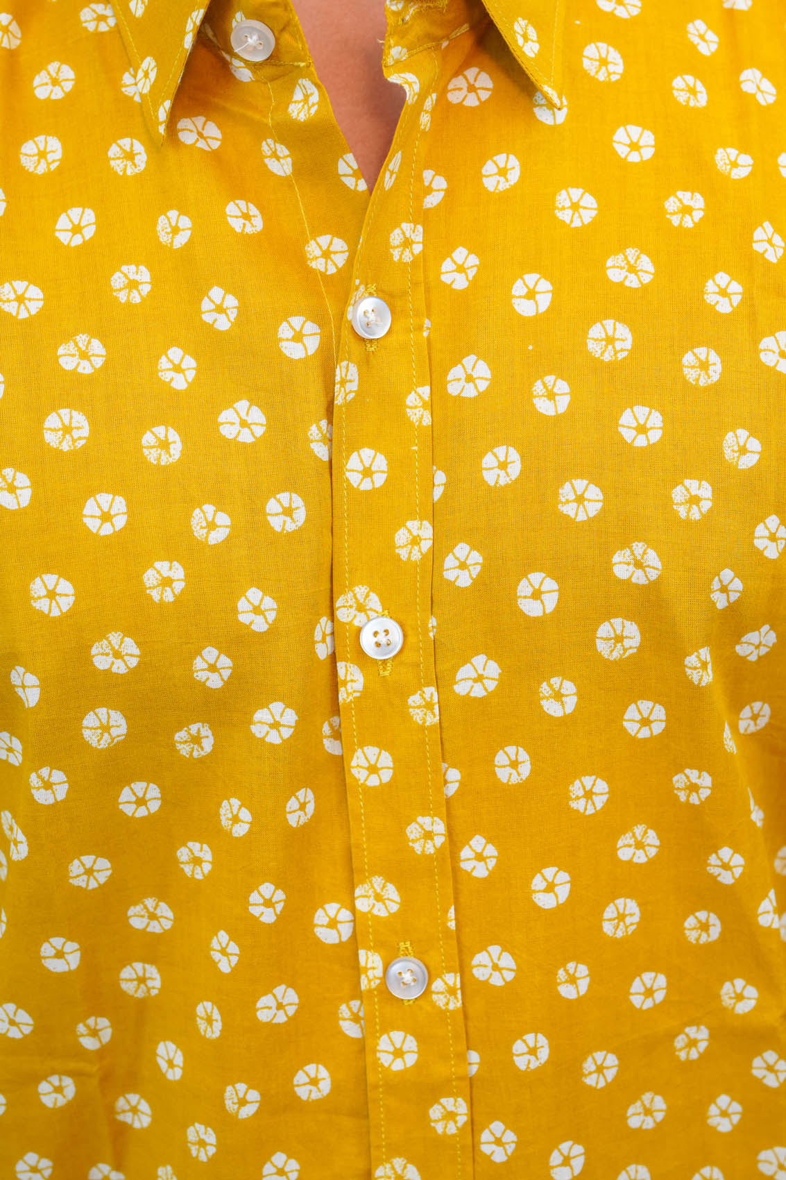 Yellow Half Shirt with White Flowers