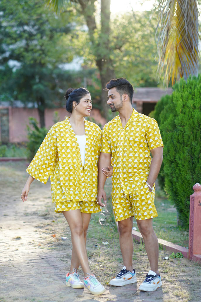 Female Printed Yellow Co Ords Set